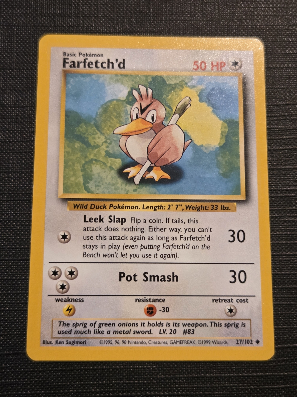 Pokemon Base Set 1999 Farfetch'd Trading Card (27/102)